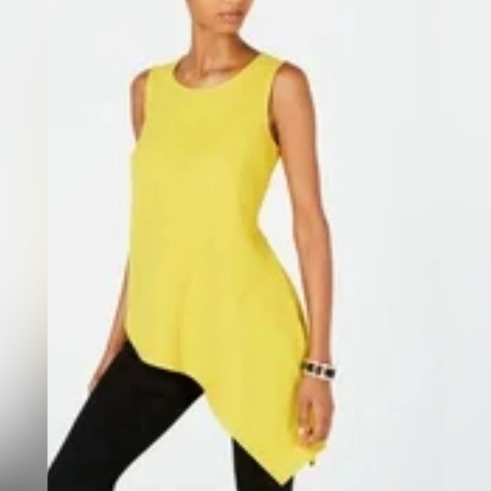 Cilo Firenze Italy asymmetrical canary yellow tank tunic top S $325
